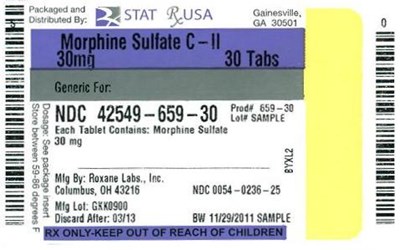 Morphine Sulfate C-ii 30mg Label Image (Morphine Sulfate C Ii 30mg Label 42549)